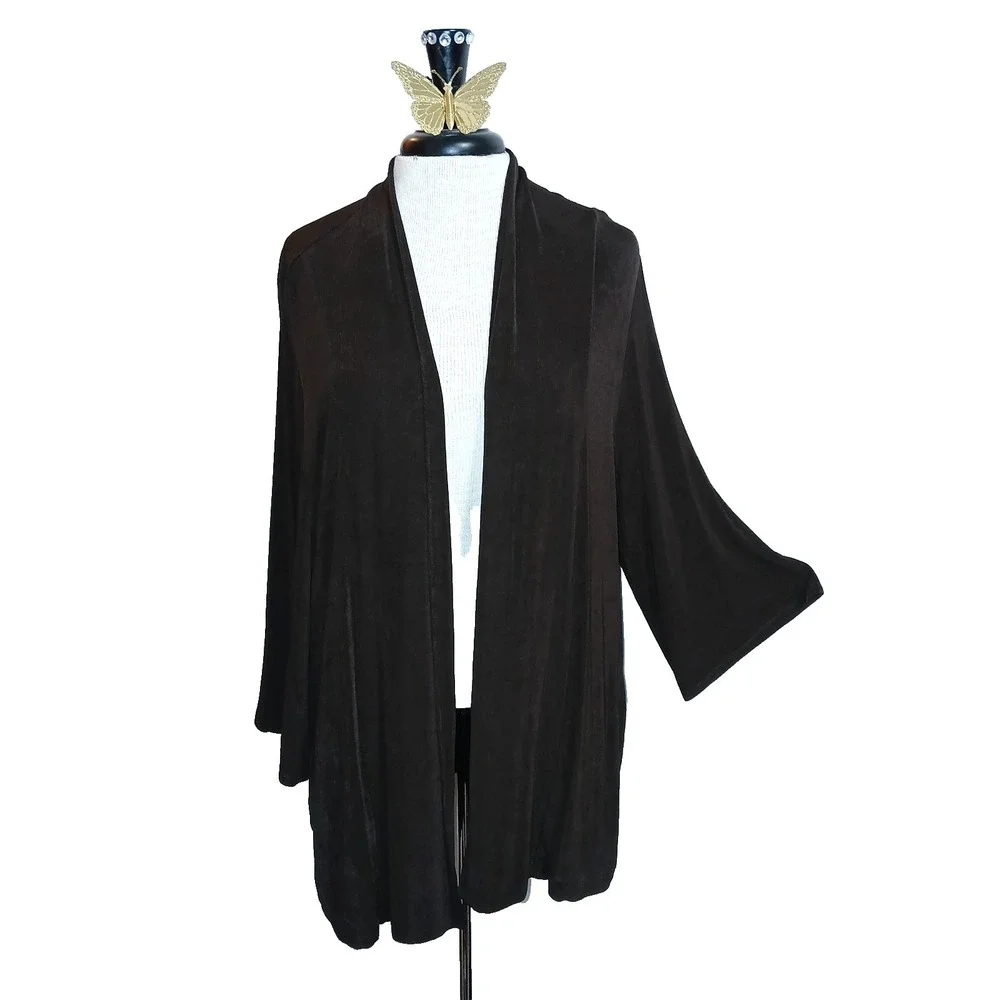 Chico's Travelers Women Travel Knit Cardigan 3 XL Brown Slinky Career Work Job